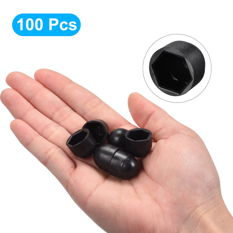 [Australia - AusPower] - uxcell Plastic Dome Nut Protection Cap Covers, M8 Nut Cover Black 100pcs 