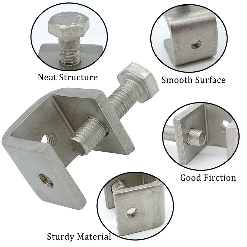 [Australia - AusPower] - 6-Pack 304 Stainless Steel C-Vise Clamps Heavy Duty C-Clamps C Clamps Mini with Stable Wide Jaw Openings Ideal for Home Decor Welding Carpenter Construction 