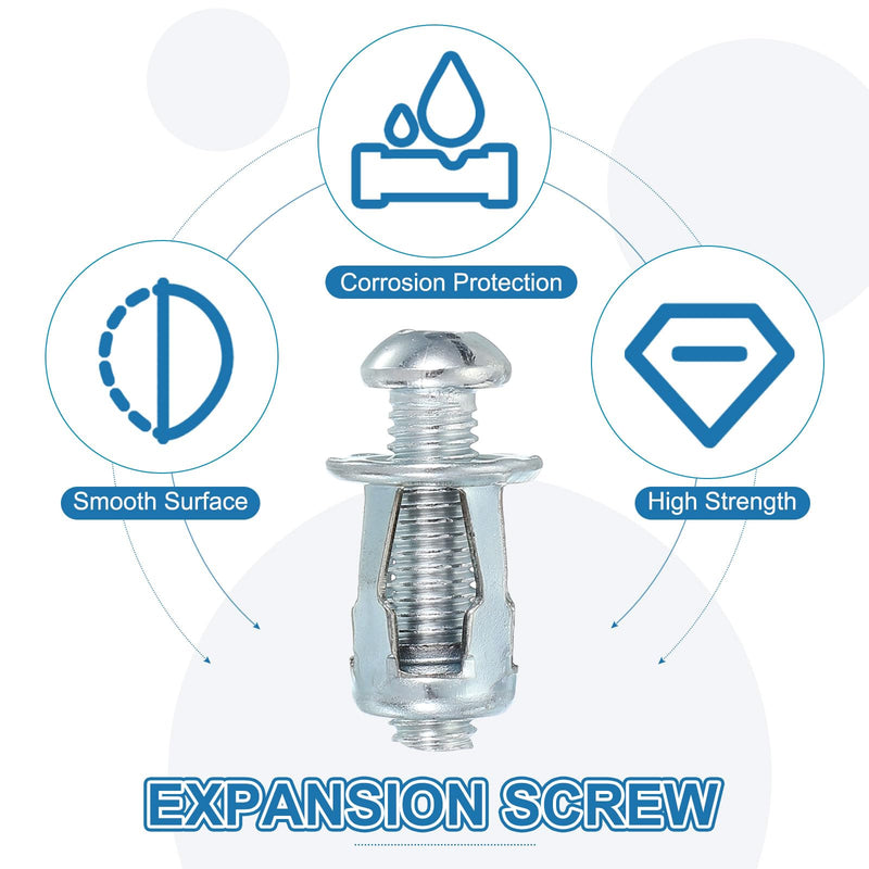 [Australia - AusPower] - PATIKIL Expansion Screw Petal Nuts M8 x 30mm, 10 Pcs Jack Nut Carbon Steel Petal Shape Rivet Nut Insert Nuts Fasteners with Screws Assembly for Hollow Wall Thin Soft Wall Iron Skin 