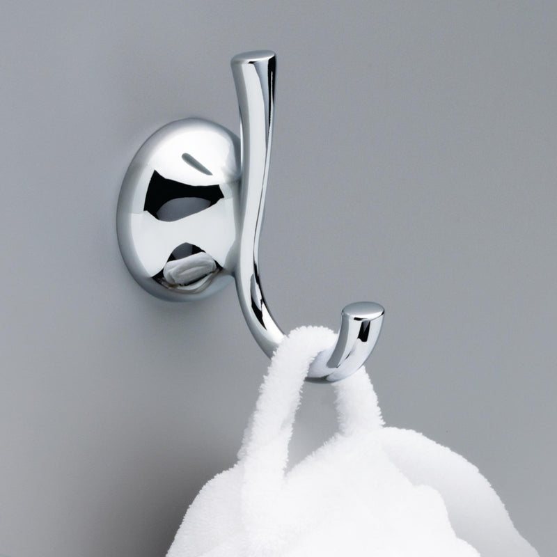 Delta Foundations Towel Hooks Polished Chrome Double J Wall Mounted for Robes 2-Prong Holder Bathroom Accessories FNDS35-PC (Pack of 3) No Size (Pack of 3)