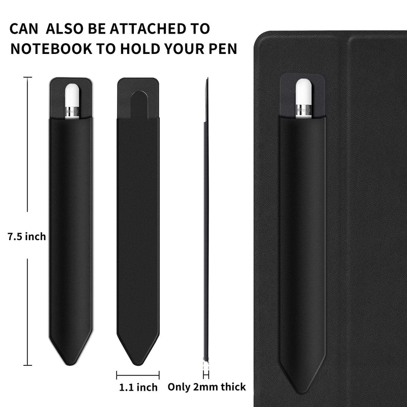 [Australia - AusPower] - 2 Pack Pencil Holder for Apple Pencil 1st 2nd Generation, YUOROS Adhesive Pencil Sleeve for iPad iPad 9th/8th Gen, Tablet Stylus Surface Pen (Black, Black) Black Black 