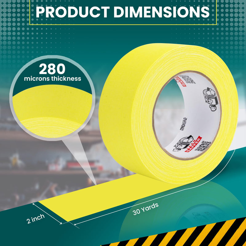 Perco Professional-Grade Duct Tape | Reflective, Durable and No-Residue Cloth Tape for Reliable & Convenient Repairs, Marking, Cable Management & More | 30-Yard x 2inch Per Roll (Fluorescent Yellow) 1 Roll Fluorescent Yellow
