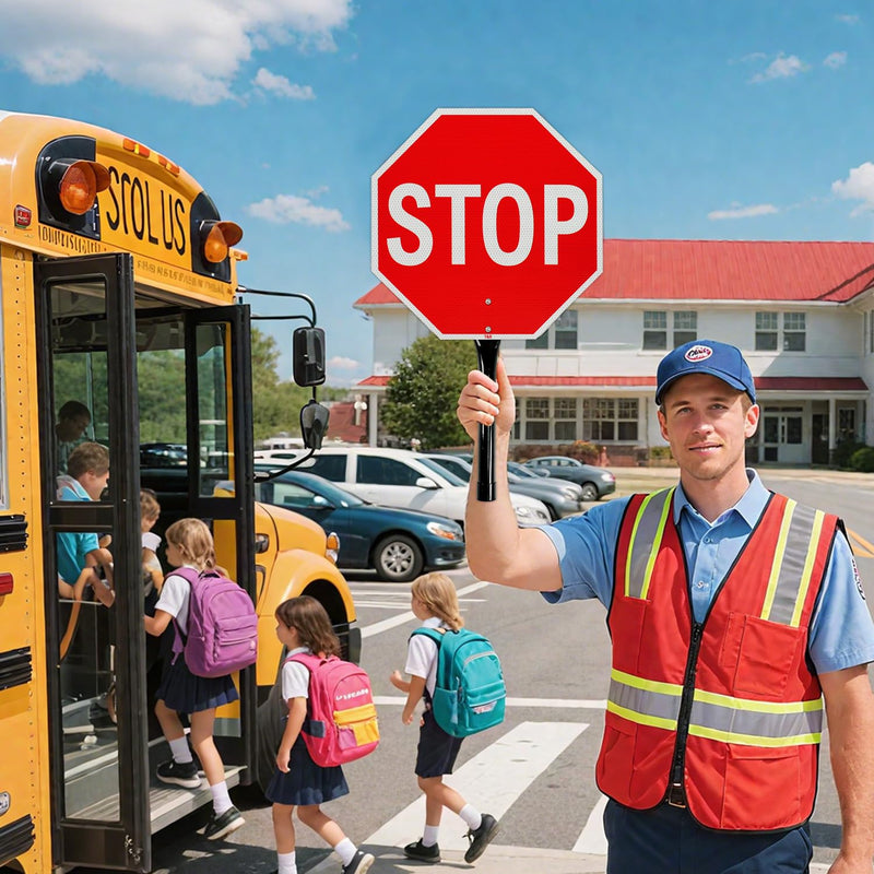 T&R (2 Pack) Stop and Go Sign with Handle, 13 x 13 Inches Double Sided Stop/Slow Traffic Sign, Rust Free Aluminum Reflective, Weather Resistant, Waterproof, Fade Resistant, Easy to Mount. 13" x 13" - 2 Pack - Stop/Go