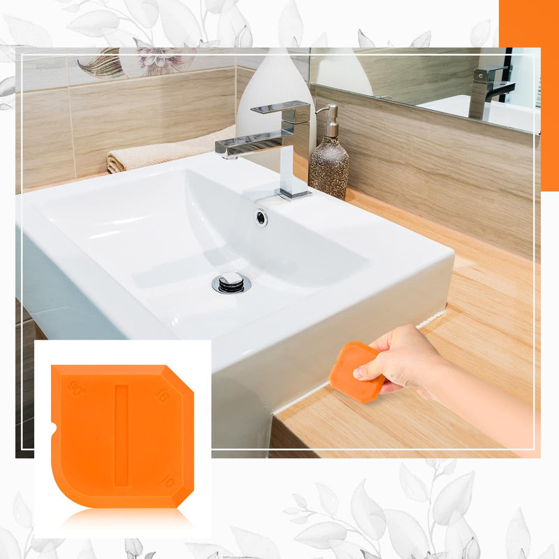 [Australia - AusPower] - Outus 2 Pieces Caulking Tool Set Silicone Sealant Grout Finishing Tool for Kitchen Bathroom Floor Sealant Sealing (Orange) Orange 