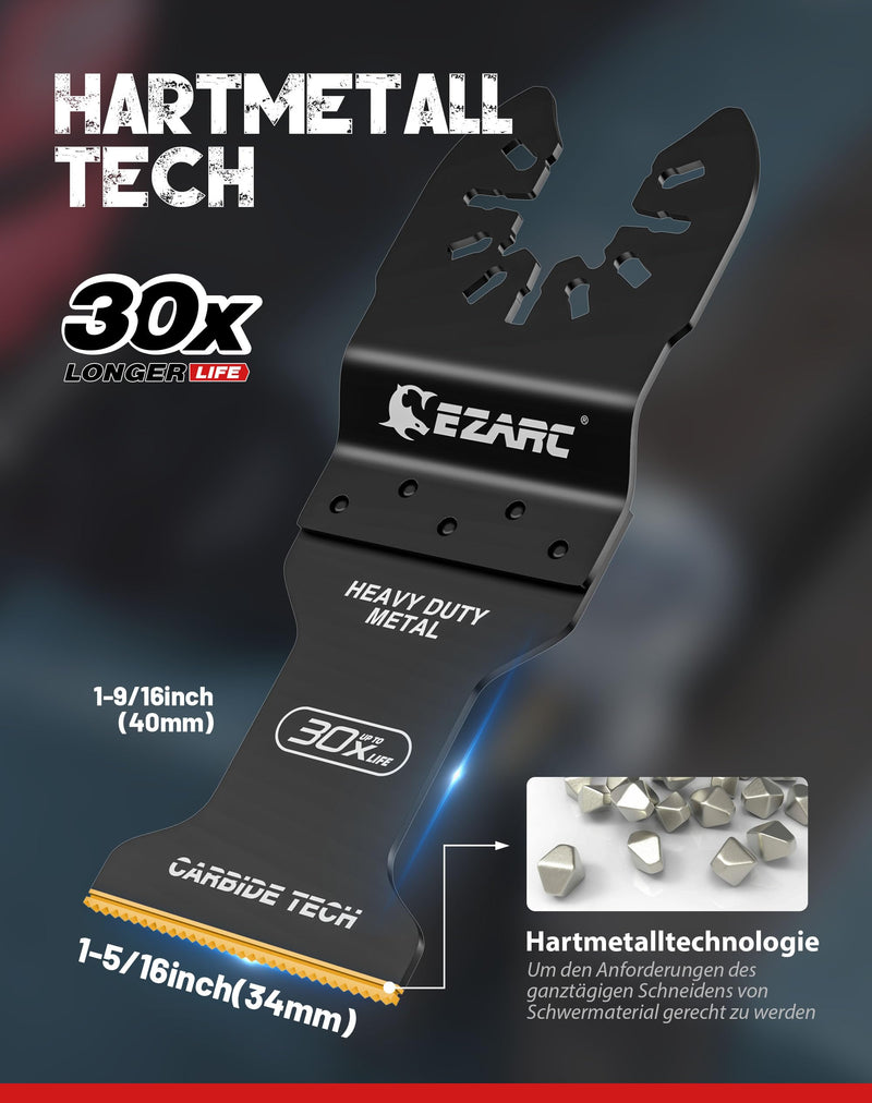 EZARC Carbide Multitool Saw Blades for Metal and Bolts, 10 Pieces | Carbide teeth, 30 times life, carbide laser welding technology, for stainless steel, hardened screws, steel nails