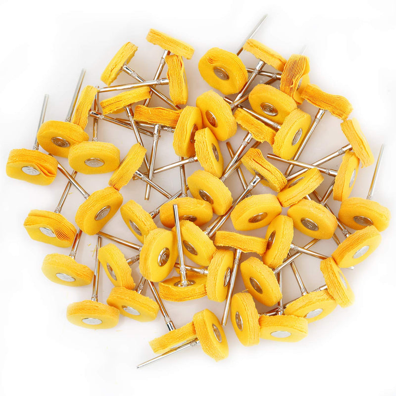 [Australia - AusPower] - 100Pcs Polishing Kit Polishing Bits Buffing Wheel Set Mandrel Polishing Tool for Watch and Jewelry Yello 3mm Shank 