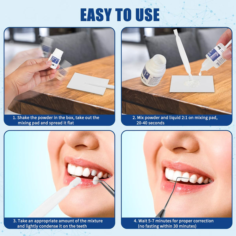 [Australia - AusPower] - Tooth Repair Kit, Temporary Teeth Replacement Kit, Zinc Oxide Eugenol Cement Dental for Broken Chipped Teeth, Missing Teeth, Crown Fillings & Bridges, Improving Smile 1pcs 