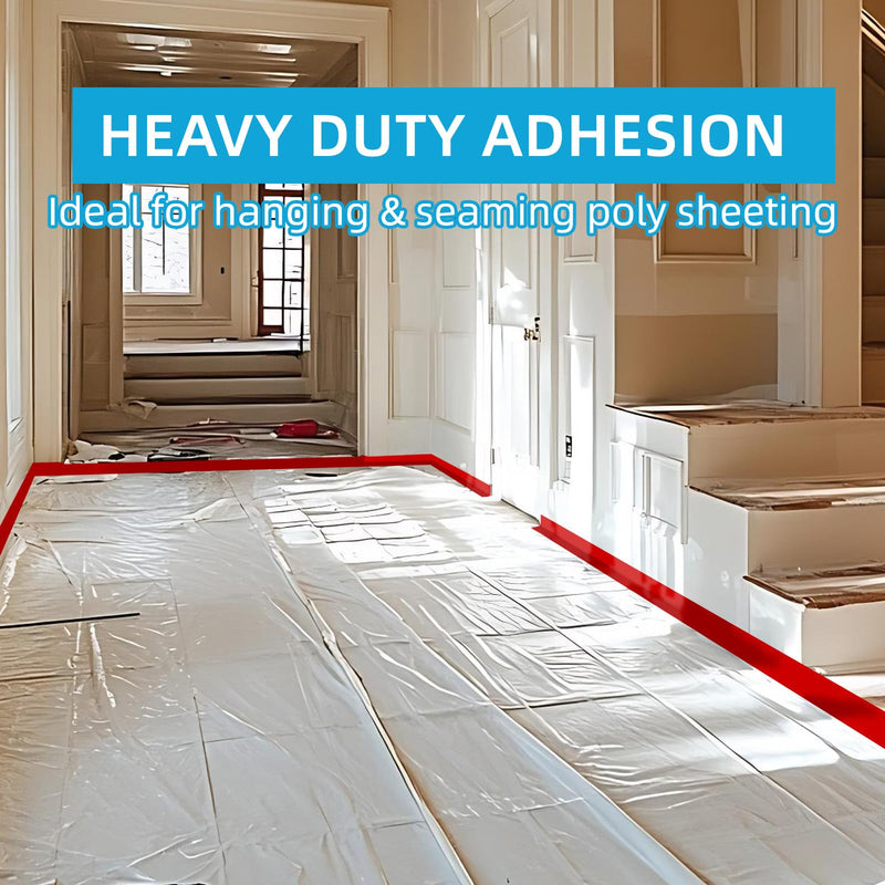 Red Stucco Tape, 2 Inch x 60 Yards, UV-Resistant Stucco Tape, Waterproof Masking Tape for Home Renovation, Surface Protection, Tile Scratch Prevention Red 1 Roll