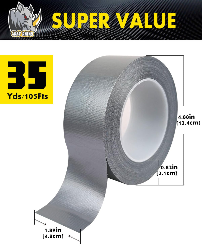 [Australia - AusPower] - Duct Tape Heavy Duty Waterproof 1.88in 105ft/35yd Tearable with No Residue Strong Adhesive Duct Tape for Packaging Tape Indoor&Outdoor Repair Blackout Tape (1, Silver) 