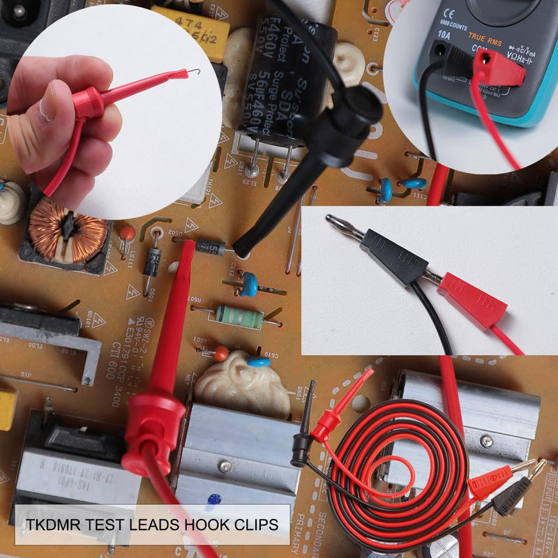 [Australia - AusPower] - TKDMR 19Pcs Electrical Multimeter Test Leads Set with Alligator Clips Test Hook Test Probes Lead Professional,5 Colors Jumper Wires Kit 1000V 10A CAT.II TKDTL2908 
