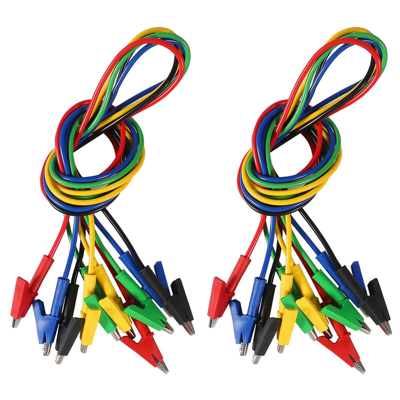 [Australia - AusPower] - UMLIFE 10PCS Dual Ended Alligator Clips Test Leads Set, 15A Test Lead Wire Cable with Insulators Clips Test Flexible Copper Cable for Electrical Testing (3.3ft/1m) 