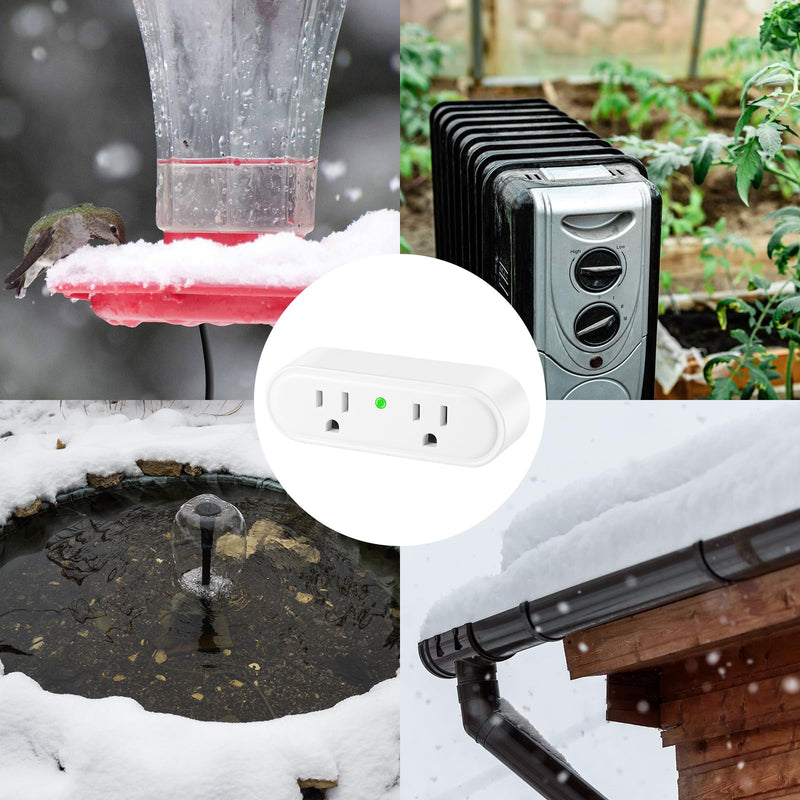 [Australia - AusPower] - Thermostatically Controlled Outlet 2 Pack – Automatically Turns On at 32°F and Off at 50°F, Safe & Energy-Saving Thermo Cube for Chicken Water Heater, Pet Bowl, Bird Bath, and Roof Deicer White 2Pcs 