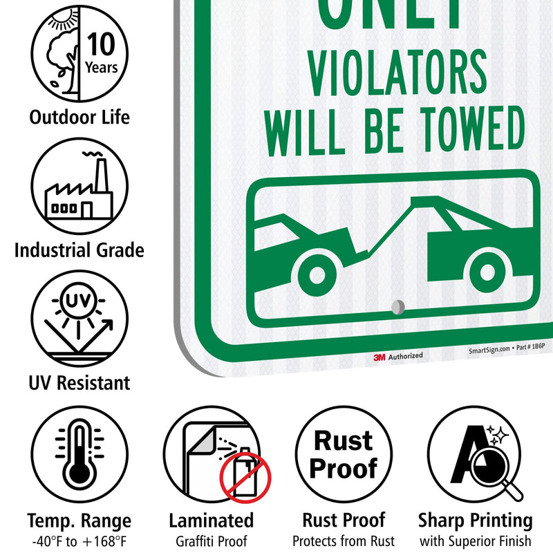 SmartSign "Resident Parking Only, Violators Towed" Sign | 12" x 18" 3M Diamond Grade Reflective Aluminum 18" x 12"