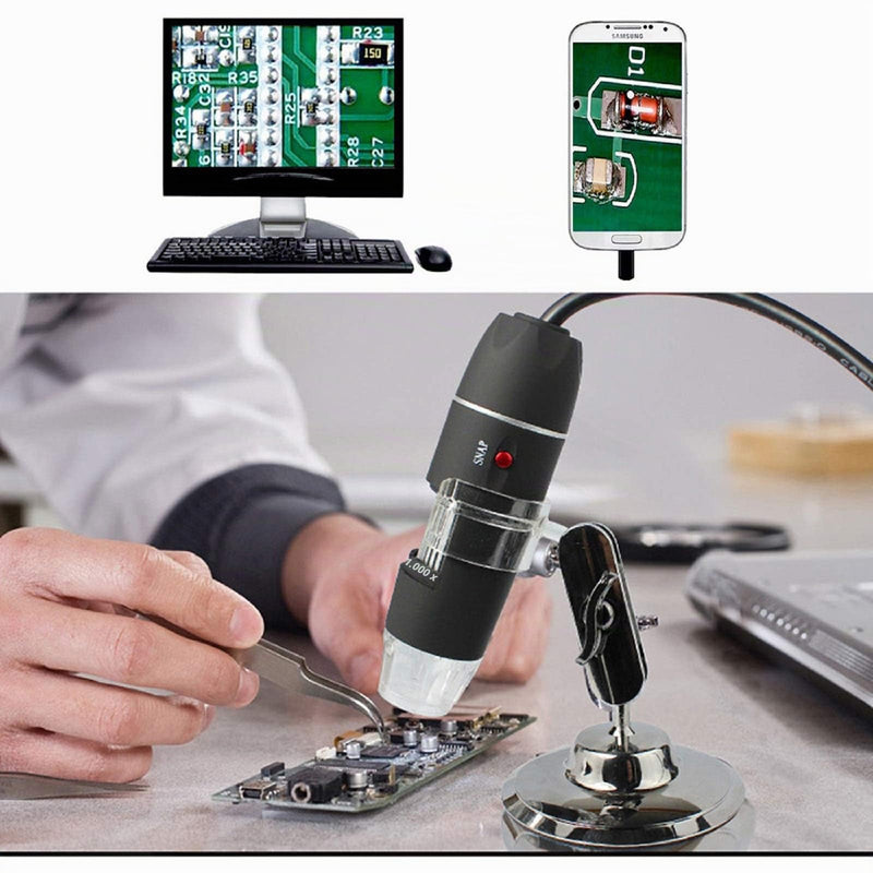 USB Digital Microscope 40X to 1000X, Bysameyee 8 LED Magnification Endoscope Camera with Carry Case and Metal Stand Compatible for Android Windows 7 8 10 Linux Mac