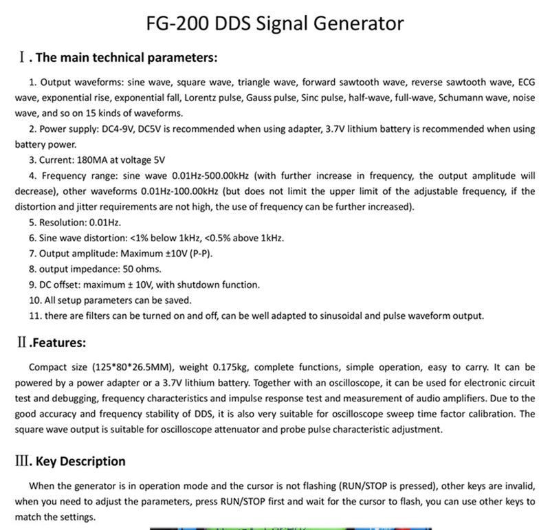 [Australia - AusPower] - 0.01Hz-500kHz DDS Signal Generator, Schumann Resonance Generator, Portable Frequency Generator with 15 Waveforms for Oscilloscope Calibration Electronic Testing Audio Stress Test, AC/DC Power 