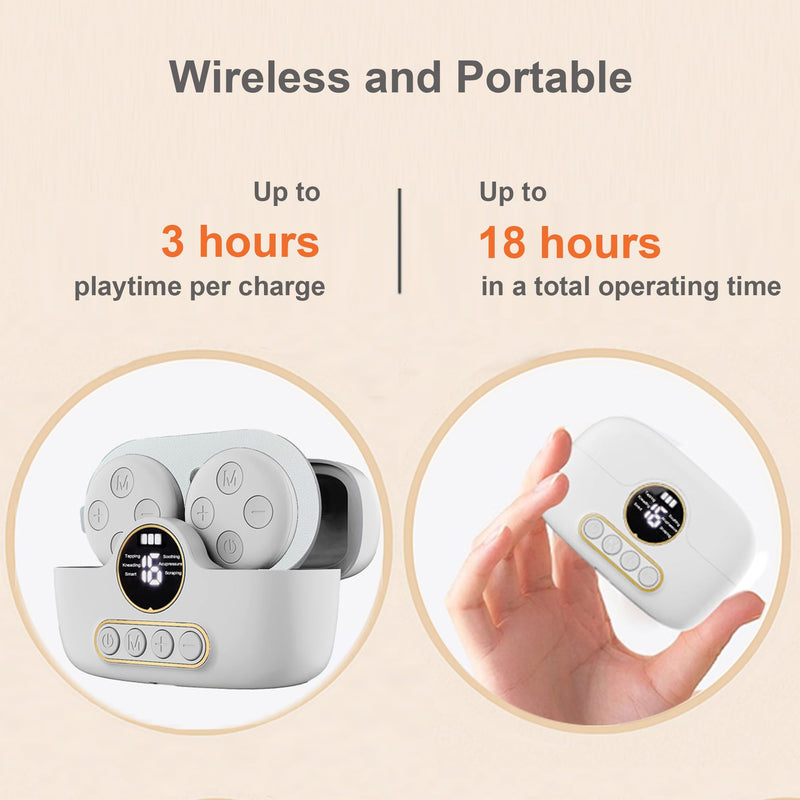 Portable Wireless TENS Unit Muscle Stimulator - 6 Modes 16 Intensity Levels, Dual Channel TENS Machine,Reusable Pads,LED Display & Remote Control,Charging Case Included Replacement Pads Available