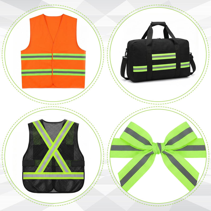Reflective Tape Strip Sew On 2'' x 33ft High Visibility Fluorescent Tape with 2 cm Width Silver Reflective Ribbon Safety Warning Webbing for Raincoats, Clothing, Bags, Cycling (Fluorescent Green)