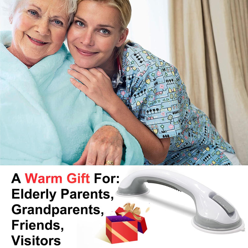 AirTight® Grab Bars for Bathtubs and Showers, (2pack) 16Inch Shower Handle Elderly Suction Bathroom Safety Seniors 16.9 Inch (Pack of 2) Gray