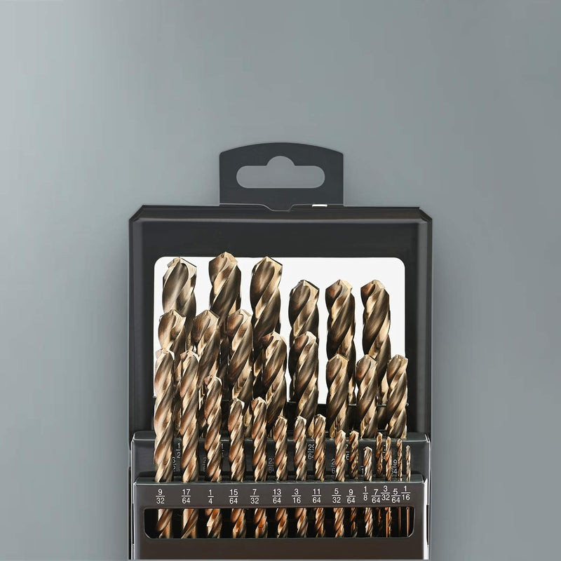 Lichamp 21-Piece HSS Cobalt Drill Bit Set (1/16" to 3/8") – M35 High-Speed Steel, 3-Flute Design for Drilling Hard Metals & Cast Iron – Includes Metal Case