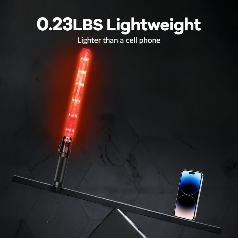 [Australia - AusPower] - 2 Pack Traffic Wand, 21 Inch Red Traffic Control Wand with 3 Flashing Modes, LED Traffic Safety Baton with Side Clip for Traffic Control, Fire Rescue, Air Marshaling 2 Pack 
