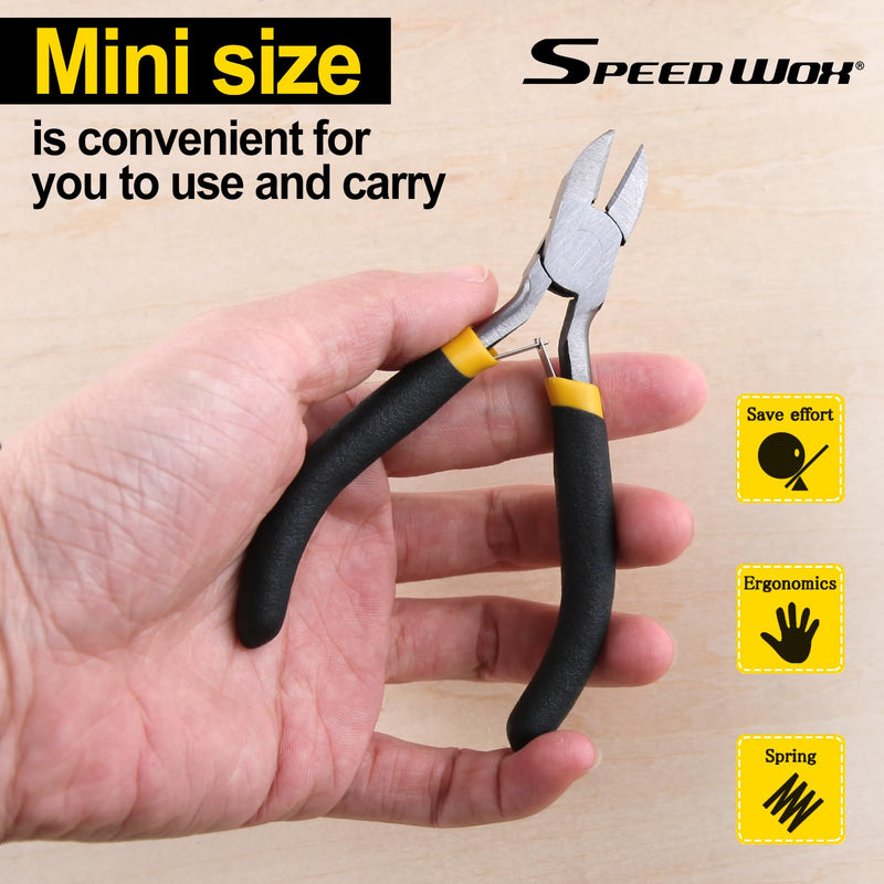 SPEEDWOX Side Cutters, 4 Inch Mini Fine Wire Cutters Pliers with Springs, Precision Micro Wire Cutters for Jewelry Making, Crafts Diagonal Pliers
