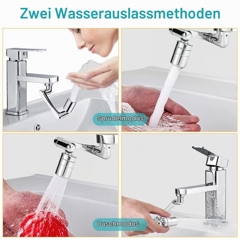 Tap Extension, 1440° Rotatable Rotatable Tap Attachment | Tap Aerator with Spray Filter, Multifunctional Extension Tap, Tap Attachment Swivelling for Kitchen