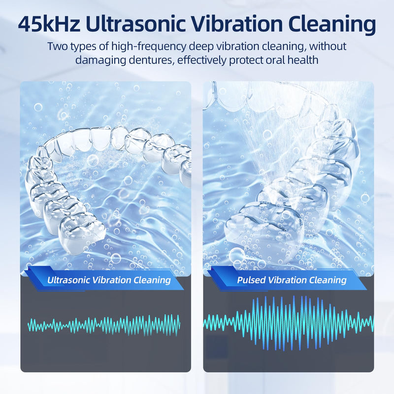 [Australia - AusPower] - Ultrasonic Retainer Cleaner, Retainer Cleaner for Dentures, Mouth Guards, Braces, Toothbrush Heads, Jewelry with UV-C Cleaner, 45kHz Ultrasonic, 4 Mode Ultrasonic Cleaner Machine (Green) Green 