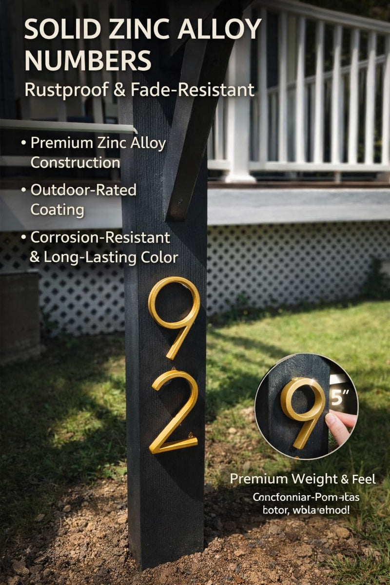 5’’ Floating House Number Modern House Numbers- zinc alloy Home Address Number with Exquisite Drawing Process-gold-Number 3 Number 3 Gold