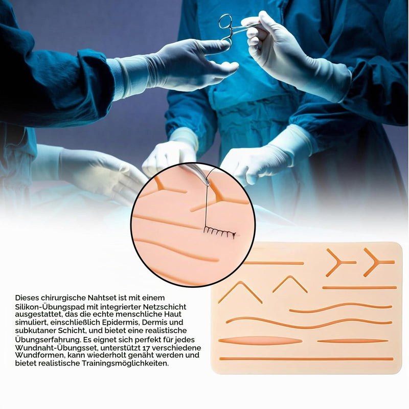 Surgical Suture Kit with Realistic Pad, Wound Suture Video Course, Suture Material Surgery, Wound Suture Exercise Kit, Suture Practice Kit, for Emergency Training and Medical Training