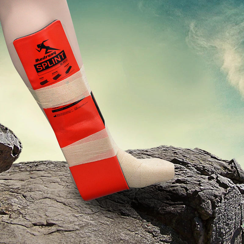 [Australia - AusPower] - First Aid Splint Kit, Lightweight Reusable Splint for Supporting Arm and Leg Fracture Treatment During Trauma Emergencies (Red) Red 