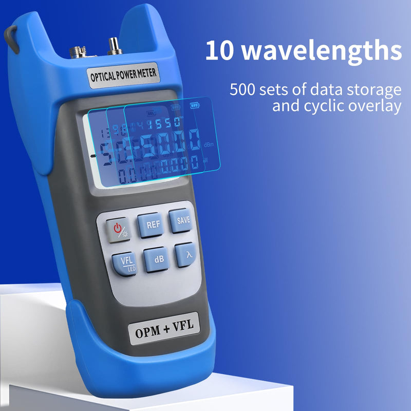[Australia - AusPower] - Rechargeable Optical Power Meter A-C510B (-50~+26dBm) Fiber Optic Tester, Optical Power 50 All-in-one Machine, Suitable for SC/FC/ST/LC 2.5mm/1.25mm Interface, with 1 9/125um FC-LC Adapter 