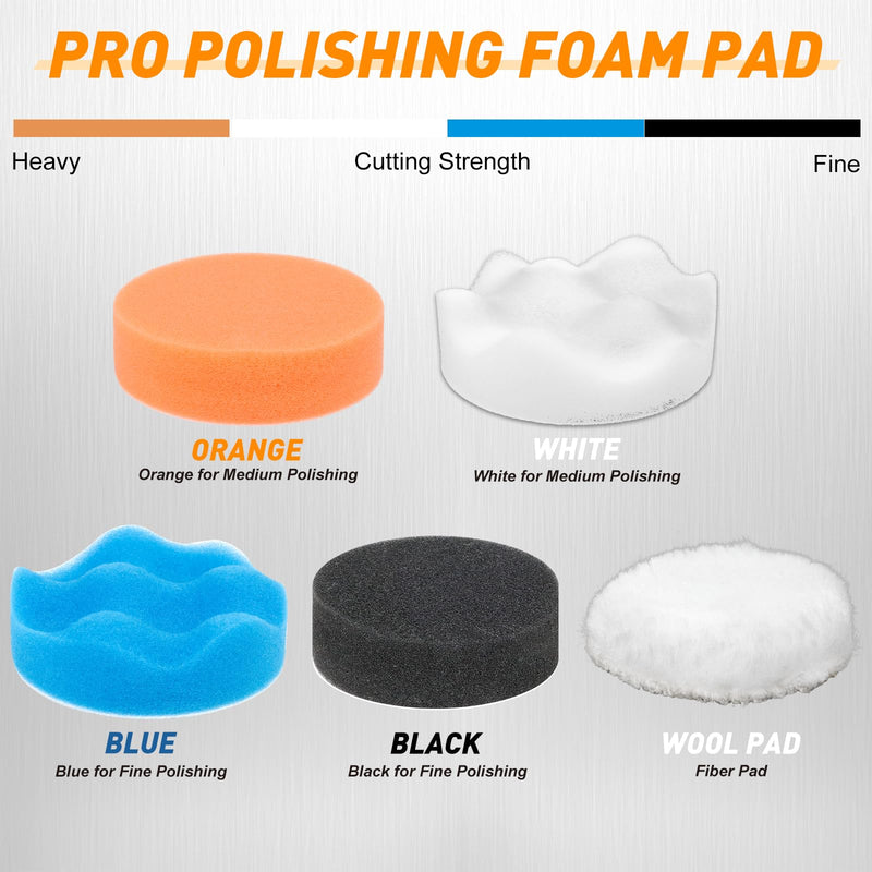 [Australia - AusPower] - Pack of 174 Polishing Attachments Cordless Screwdriver 75 mm Sanding Pads 60-10000 Grit Wet Sandpaper Polishing Pads Headlight Sanding Attachment for Drill, Sandpaper for Car, Metal, Wood, Colour 