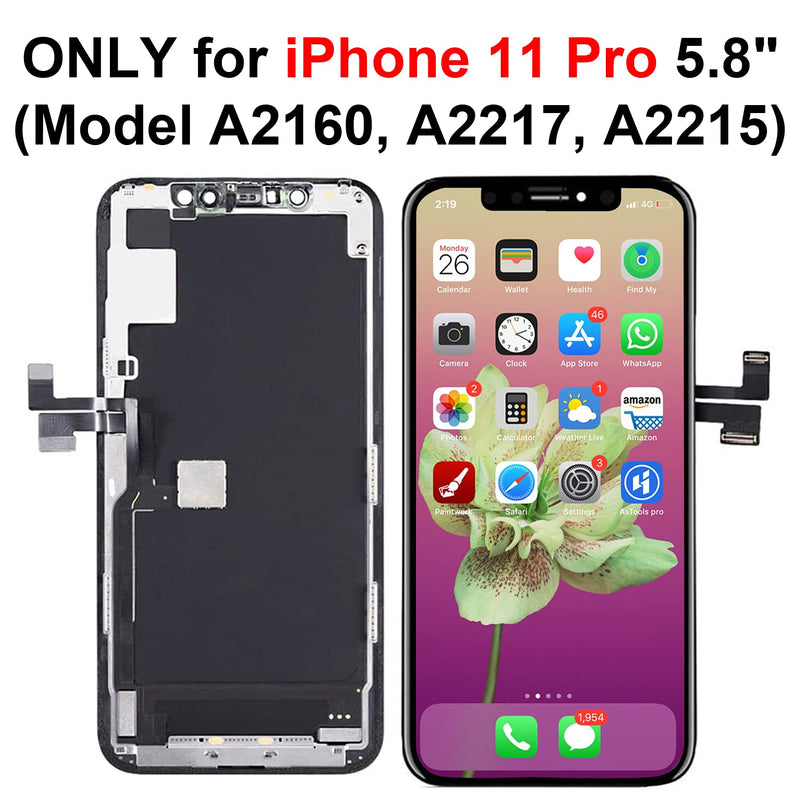 [Australia - AusPower] - Brinonac for iPhone 11 Pro Screen Replacement Kit, 5.8 inch LCD Display 3D Touch Screen Digitizer Frame Assembly Set with Repair Tools Black 11P02 