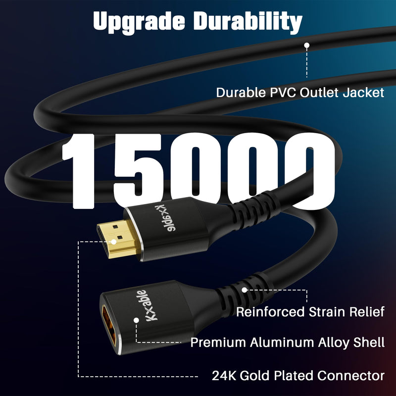 8K HDMI Extension Cable 25 FT, HDMI 2.1 Ultra High Speed Male to Female Cord Adapter, 26AWG OFC Conductor, Compatible with Roku TV Stick PS5 PS4 Xbox Laptop PC Player Google Chromecast Wii U HDTV 25 feet