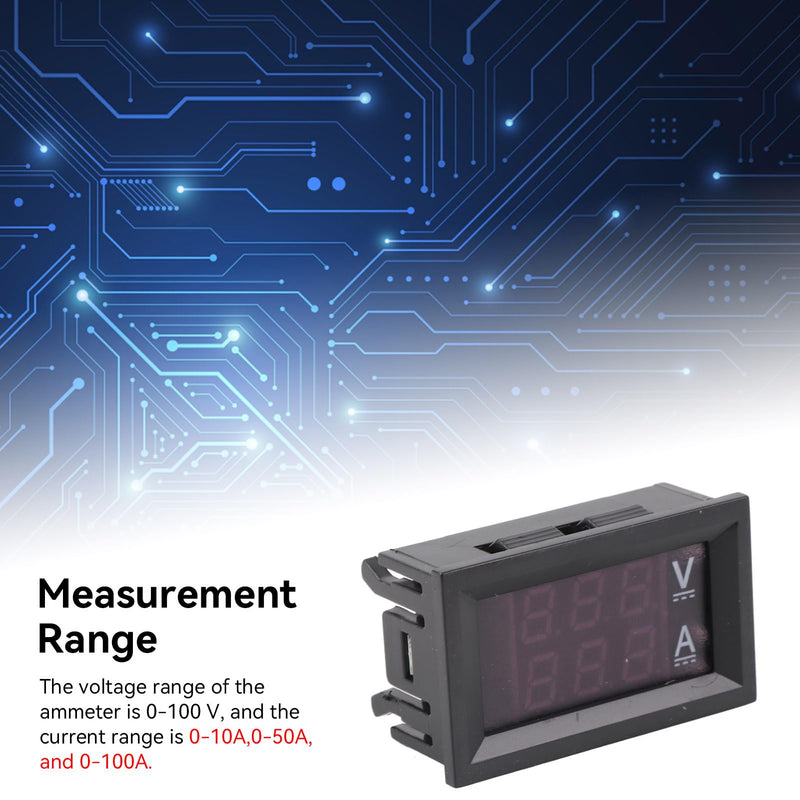 [Australia - AusPower] - DC 0-100V 10A Digital Voltmeter Ammeter Multimeter Panel, Meter Current Voltage Tester Amperage Measurement Meter with Dual LED Display Voltage Gauge for Automotive Motor Battery 