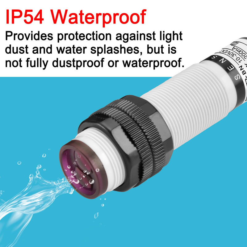 [Australia - AusPower] - Heschen M18 Column Infrared Photoelectric Proximity Switch, Diffuse Reflection Type, E3F-DS30P3, Detection Distance 10-30CM, 10-30VDC 200mA, PNP NO+NC, 4 Wire 
