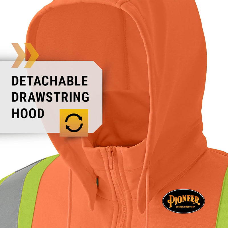 Pioneer High Visibility, Ultra Reflective, Zip-Style Micro Fleece Hoodie Orange 5X-Large