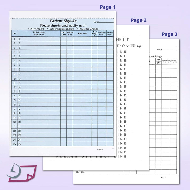 [Australia - AusPower] - NextDayLabels NCR Carbonless 3 Part Patient Sign in Label Forms, HIPAA Approved and Compliant for Confidentiality in All Medical Offices. (Blue) Blue 