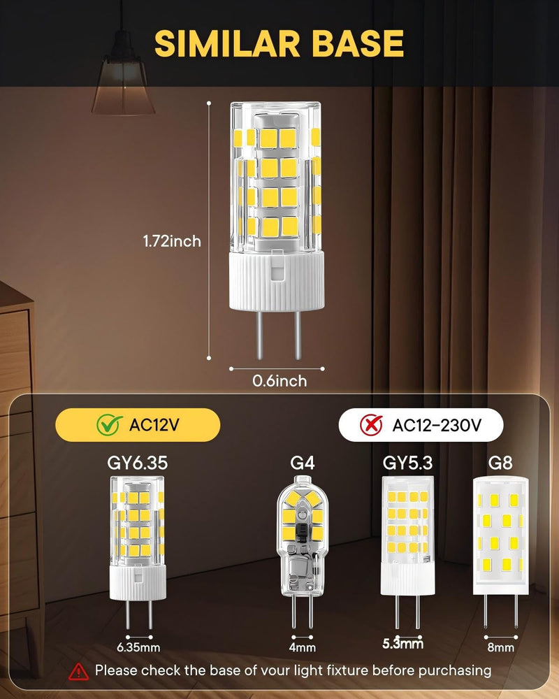 Pack of 2 G6.35 LED 12 V 4 W Neutral White 4000 K, 400 LM Pin Base Lamp Replacement for 45 W Halogen, GY6.35 LED Bulb 12 V AC/DC Flicker-Free, CRI >85, Precise Light for Mirror Cabinet and Bathroom 2-pack Neutral White 4000k