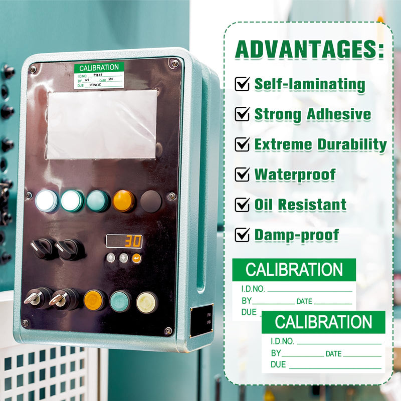 Harloon 210 Pcs Mini Self Laminating Calibration Labels 0.5"x1" Waterproof Adhesive Stickers with Clear Flap for Nist and Iso-900 Calibrations, Inventory, Quality Control Organization 0.5"x1"