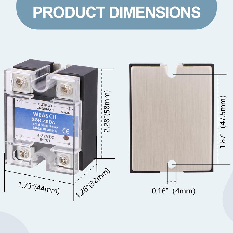 4Pcs Single Phase Solid State Relay, SSR-40DD, DC to DC, Input 4-32VDC to Output 24-220VDC, 40A 50-60Hz (4)