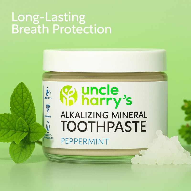 Uncle Harry's Peppermint Remineralizing Toothpaste | Natural Whitening Tooth Paste Freshens Breath & Promotes Enamel | Vegan Fluoride Free Toothpaste (4 Pack) Pack of 4 (12 Ounce)