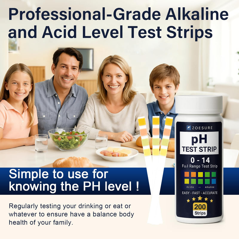 [Australia - AusPower] - pH Test Strip, 200 Count Universal 0-14 pH Testing Strip Essentials Testing Strips Kit for Urine, Saliva, Drinking Water, Aquariums, Pools, Food, and Soap Making, Large Bulk Set | Quick Test Way 0-14 (200Count) 