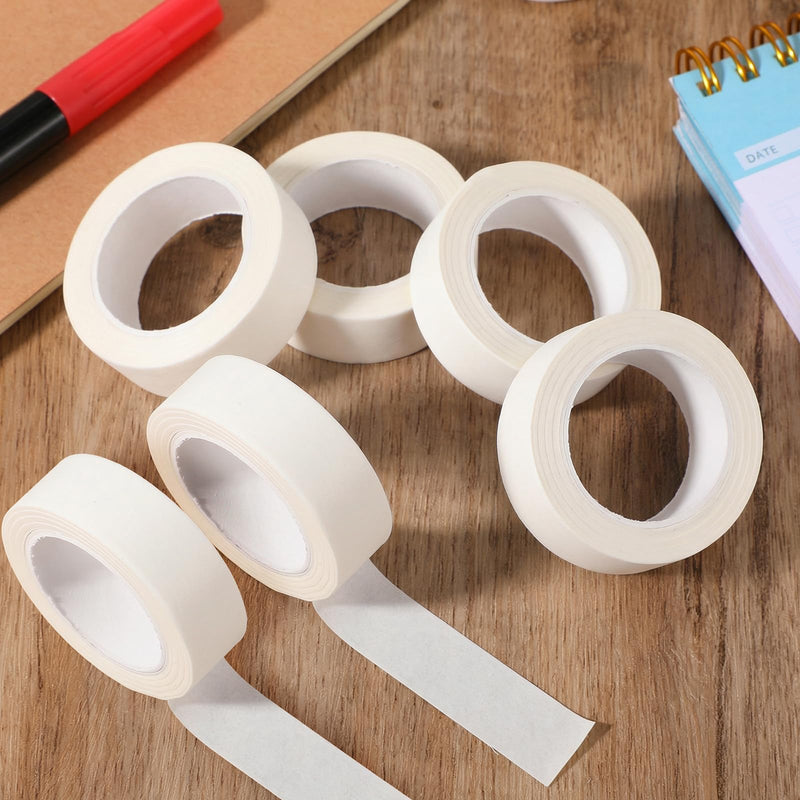 6 Rolls White Painters Tape, Masking Tape, White Washi Tapes Decorative Masking Tapes No Residue Easy Removal for Painting Wall Arts Scrapbooks DIY Crafts
