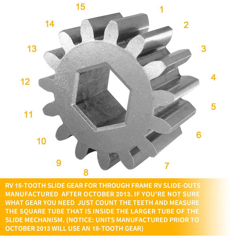[Australia - AusPower] - 15-Tooth Spur Gear Replacement for Hydraulic/Electric 2" x 2", 2.5" x 2.5", 2" x 3" & 3" x 3" Through Frame Slide-Outs Gear 