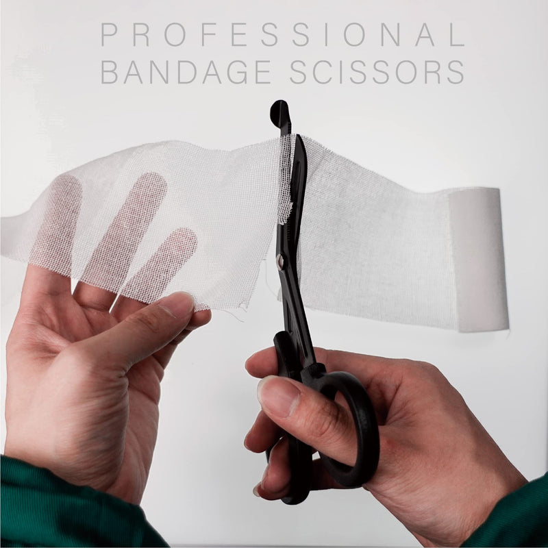 [Australia - AusPower] - Trauma Shears 4-Pack 7.5 inch, Bandage Scissors Set, EMT & Medical Scissor, First Aid Scissors, Large Nurse Scissors, Fluoride-Coated with Non-Stick Blades by LI JIU® (4 Pack Black Fluoride-Coated) 4 Pack Black Fluoride-Coated 