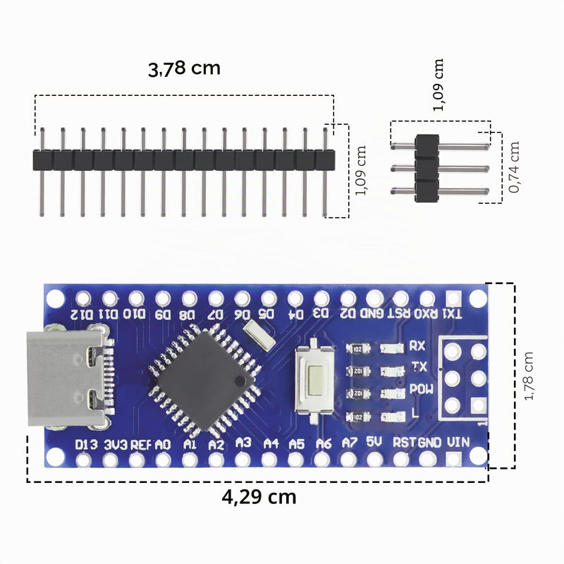 Nano Module with CH340 Microchip, 5 V/16 MHz Nano Board Compatible with Arduino IDE (Type C Port) Pack of 5 5 PCS Type C port