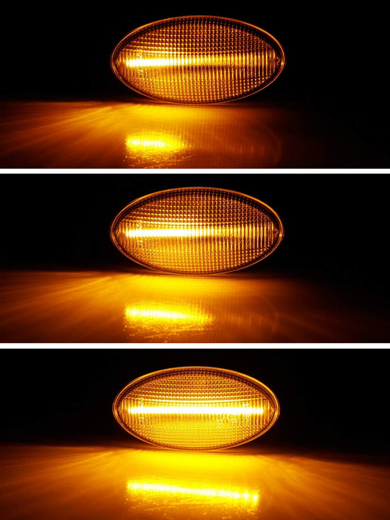 iJDMTOY Smoked Lens Dynamic Sequential Blink/Flow Amber Full LED Front Side Marker Light Kit Compatible With 2004-2011 Mazda3, 2006-2010 Mazda5, 2011-2013 Mazda2, Replace OEM Sidemarker Lamps