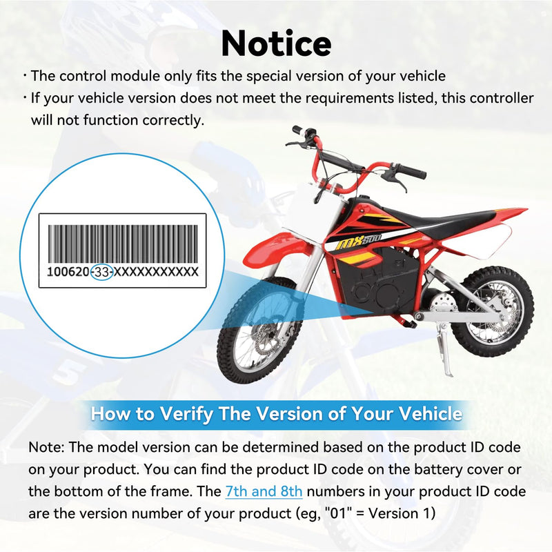 EOPOAYI MX500 Controller Replacement for Razor MX650 V14+ MX500 V21+ SX500 McGrath Electric Dirt Rocket Bike RSF650 EcoSmart Metro Scooter Dirt Quad 500 ATV, 36V Control Module with 3 Pin Charger Port 36V Controller