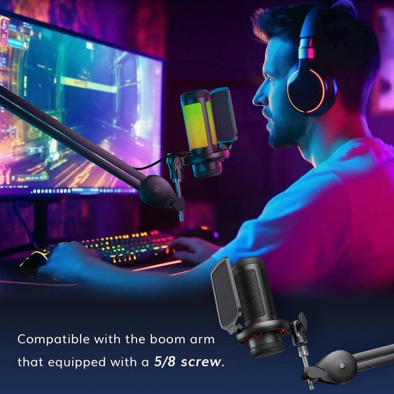[Australia - AusPower] - TONOR Gaming Mic, USB Microphone for PC Computer, Cardioid Condenser Mic with Adjustable RGB Modes & Brightness, Quick Mute, Gain Control, for Streaming, Podcasting, Recording, PS4/5 Desktop Mic TC310 